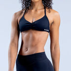 DLOGO With Logo Impact Strappy Bra Top Women High Support Impact Thin Strap Halter Sport Seamless Bras Scrunch Workout Yoga Tank