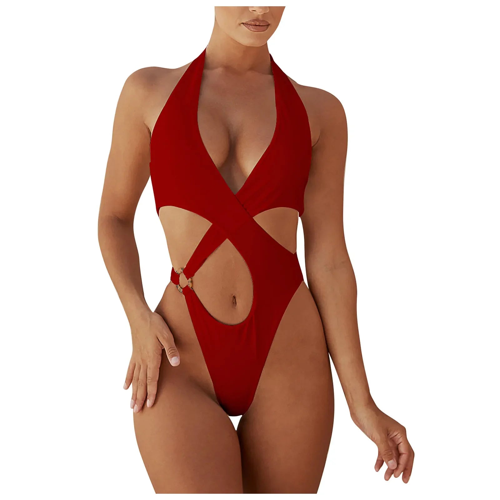 Swimsuits Women's Plus Size Bathing Suit Tummy Control Swimwear Women Sexy Hollow One Piece Swimsuits High Waist Bikini Bottoms