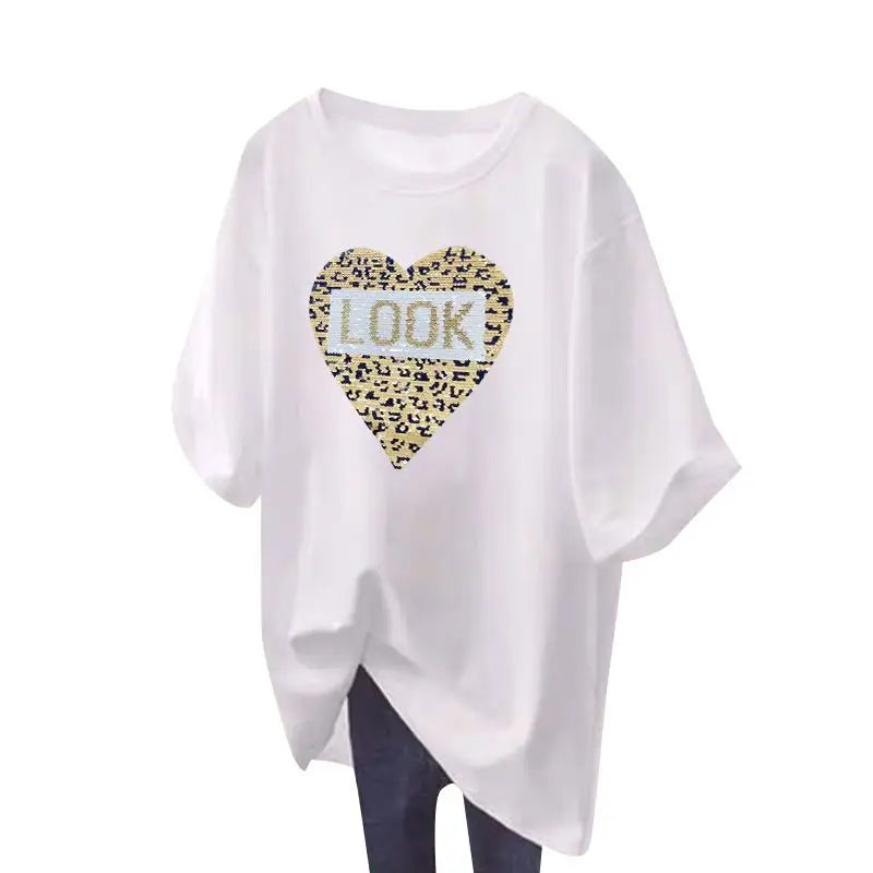 Female Clothes Basics Printed Pullovers Summer Short Sleeve Top Women Casual T-shirt Chic Y2k Loose Tees