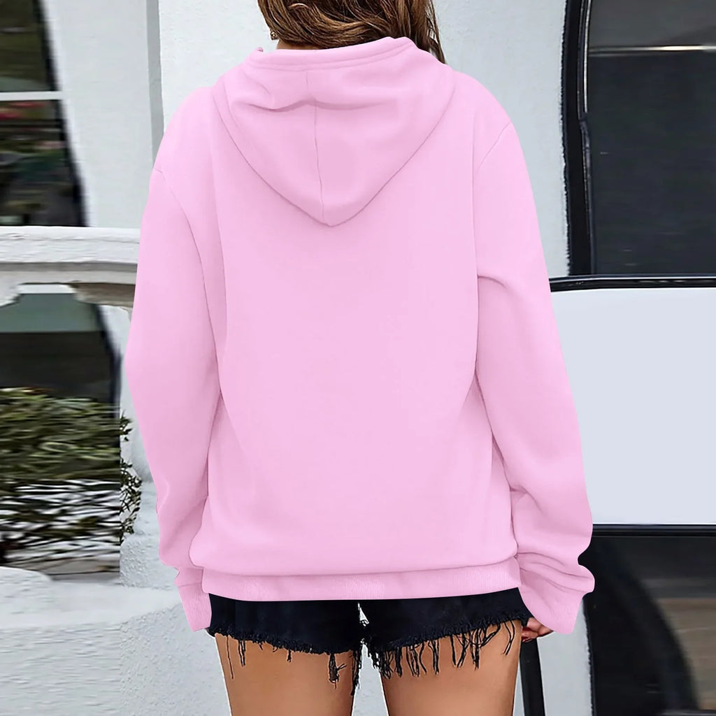 y2k Solid Minimalist Women's Hoodie, Long Sleeve With Pocket Casual Daily Wear 2024 Women Hoodies Autumn Sudadera de mujer