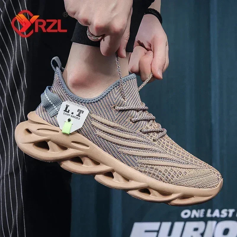 YRZL Casual Sneakers Men's Runing Shoes Outdoor Big Size Lightweight Breathable Mesh Increase Comfortable Sports Shoes for Men