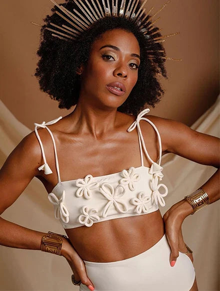 Comfortable Brazilian G-String Swimwear Bandage Stripes Trim Halter Female Bikini Set 2024 New Fashion Chest Pad Beachwear