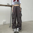 Casual Joggers Cargo Pants Women Solid Low Waist Pants Drawstring Wide Leg Baggy Trousers Y2k Streetwear Oversize Sweatpants