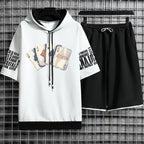 Hoodies Set Shorts Summer Suits Pullover Hat Casual T Shirt T-shirt Hood Print Clothing for Men Hoodie Men New Top Short Sleeve