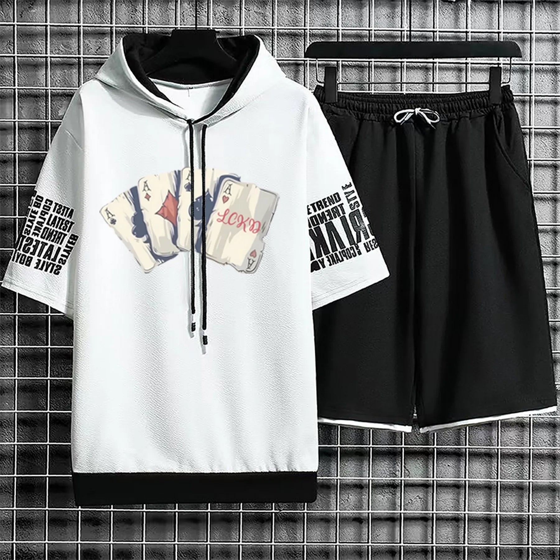 Hoodies Set Shorts Summer Suits Pullover Hat Casual T Shirt T-shirt Hood Print Clothing for Men Hoodie Men New Top Short Sleeve