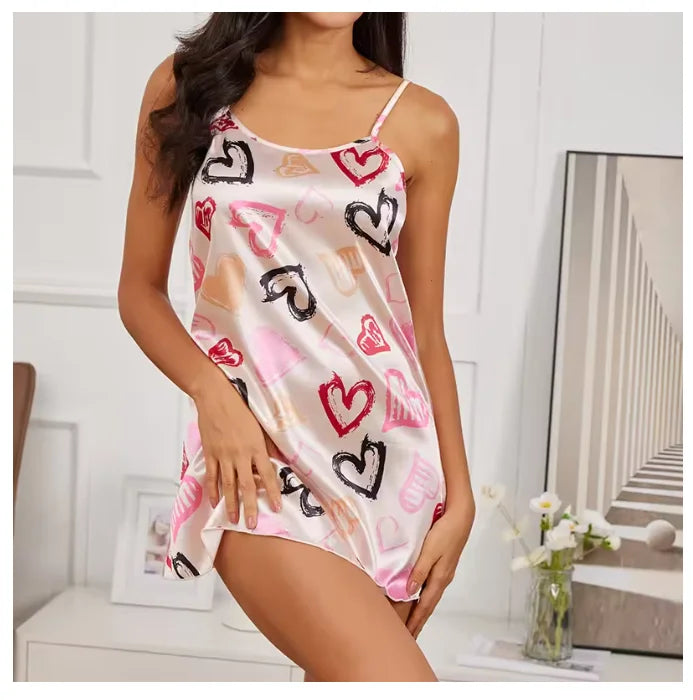 Women Nightdress Sexy Sleepwear Pajamas Nightgowns Slip Skirt Loungewear Nightie Ladies Summer Casual Home Clothes Pyjama Femme