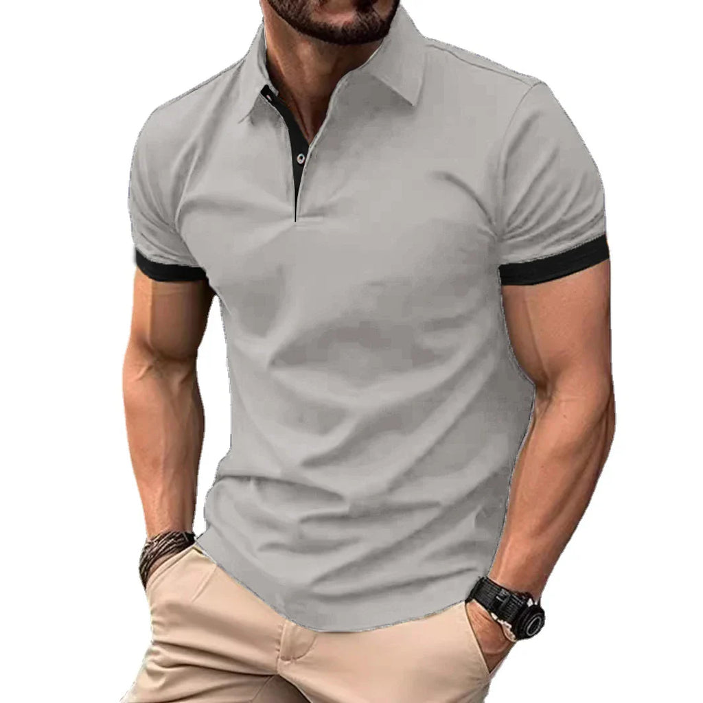 Summer Men Polo Shirts Men Short Sleeve Shirt Contrast Color Lightweight Streetwear Casual  Lapel Collar Tops