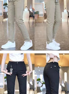 Mens Casual Pants Korea Fashion Summer Slim Fit Trousers High Quality Elastic Waist Straight Golf Sports Pants Men Clothing