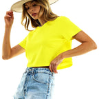 Harajuku TShirt Y2K Women's Crop Tops Casual Female White Crop Tops T-shirt Short Loose Solid Color Tee Shirt Summer Streetwear