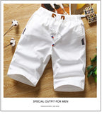 White Shorts Men Cotton Casual Shorts Bermudas Summer Slim Fit Drawstring Shorts Daily Wear Soft Touch and Comfortable Pants