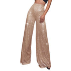Women's Fashion Solid Color High Waist Sequin Side Zipper Draped Wide Leg Pants Pants for Women Women's Pants Women's Pants 2024