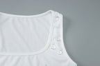 Dulzura Ribbed Sleeveless Crop Tank With Water Droplets Diamond Decorate Sexy Elegant Top Party Club Streetwear Spring Summer