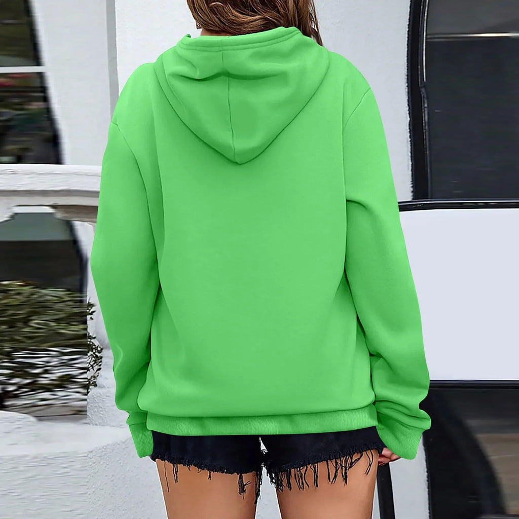 y2k Solid Minimalist Women's Hoodie, Long Sleeve With Pocket Casual Daily Wear 2024 Women Hoodies Autumn Sudadera de mujer