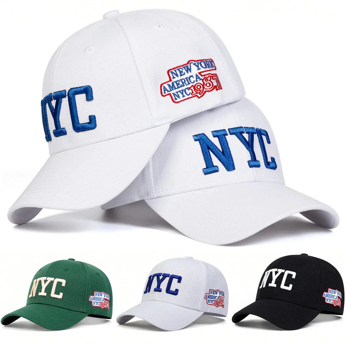 Unisex NYC Letter Embroidery Baseball Caps Adjustable Casual Hats Spring and Autumn Outdoor Sunscreen Hat
