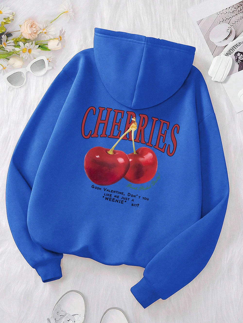 Cherries Cosh Valentine Funny Print Hoody Men Women Hip Hop Pullover Hoodie Loose Warm Sweatshirt Fashion Fleece Clothing Couple