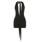Weird Puss Tight Bandage Dress Women Backless Deep V-Neck Sexy Halter Summer Midnight Hottie Sexy Clubwear Trend Hipster Bodycon