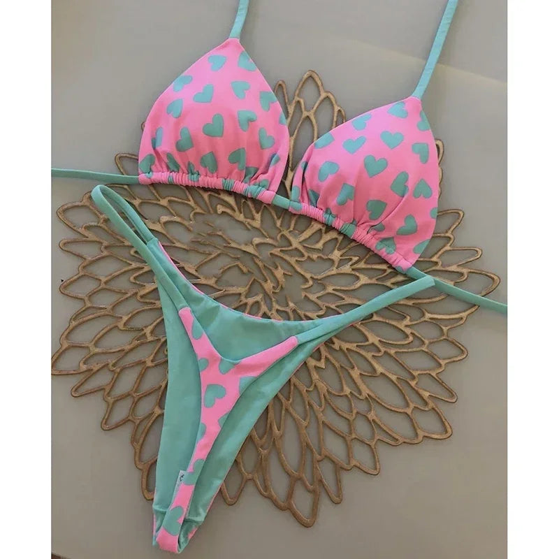 Swimwear Women Leopard Printed Sexy Bikini Set Striped Beachwear Summer Swimsuit Two-pieces Thong Bathing Suit Biquinis