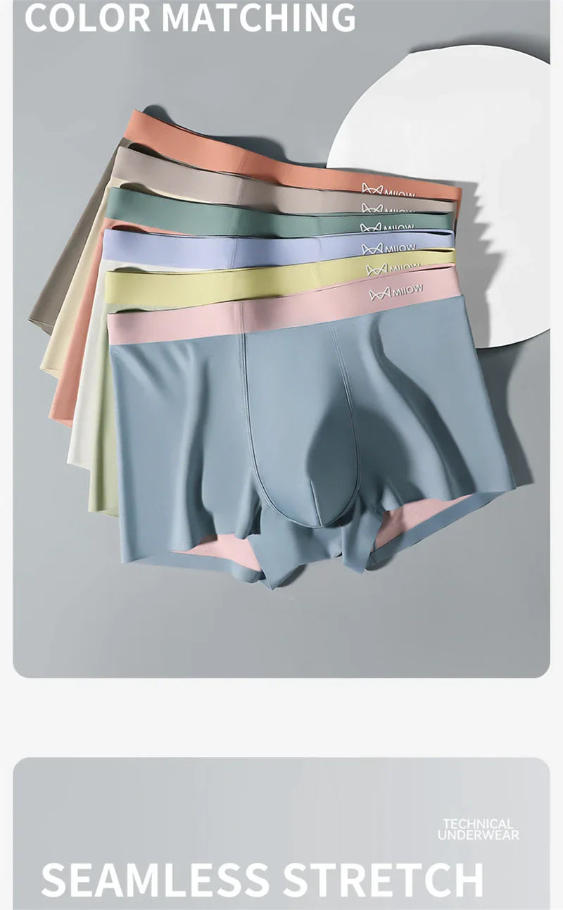 MiiOW Dry Breathable Summer Men's Panties Set Seamless Sexy Men Underwear Boxers Cotton Crotch Man Underpants Male Boxer Briefs