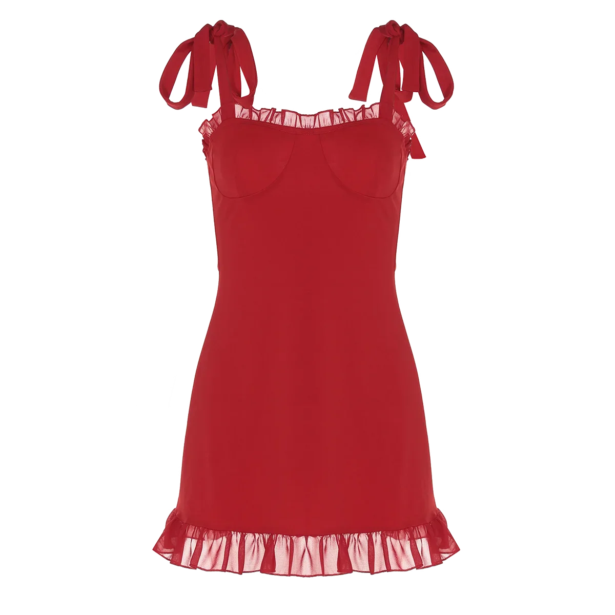 Hugcitar 2024 Elegant Solid Slips Ruffles Backless Bandage Patchwork Sexy Slim Mini Dress Women Outfits Birthday Party Vacation