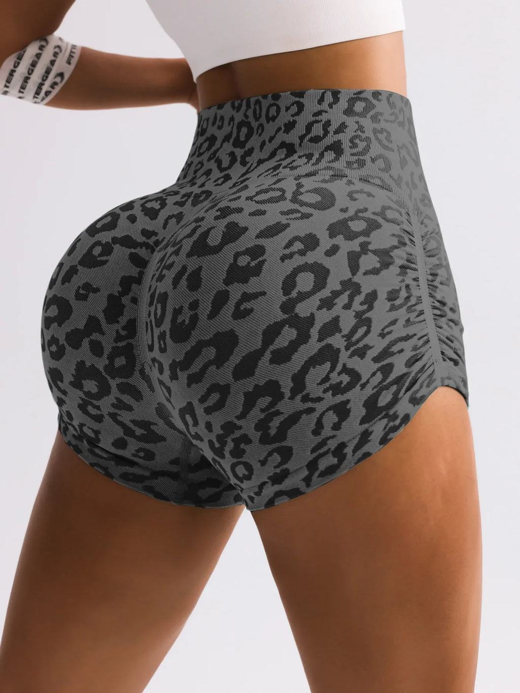 Women Leopard Gym Shorts Athletic Butt Lifting Workout Biker High Waist Yoga Pants Leggins Sports Fitness Short Tights