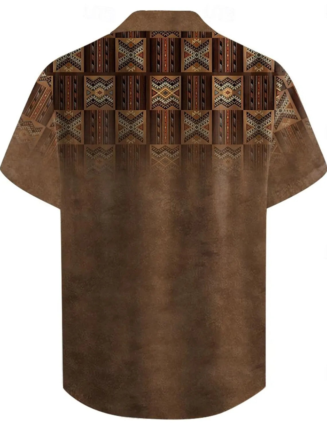 Ethnic Vintage Casual Men's Shirt Button Up Tops Party Evening Daily Vacation Summer Turndown Short Sleeve Brown Polyester Shirt