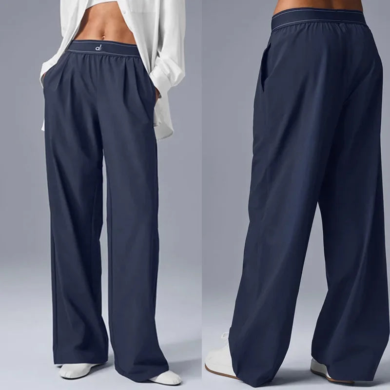 yoga high waist women's straight leg wide leg pants sports fitness pilates training casual pants