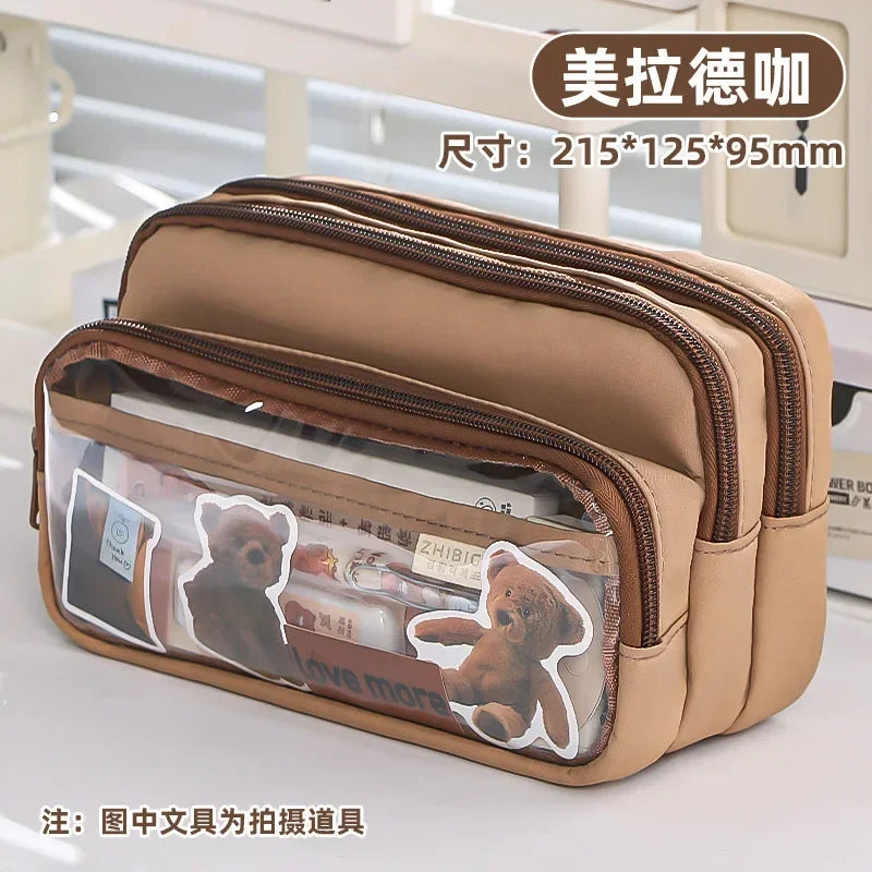 Exquisite Transparent Pencil Case Student Large Capacity Multifunctional Convenient Stationery Storage Bag