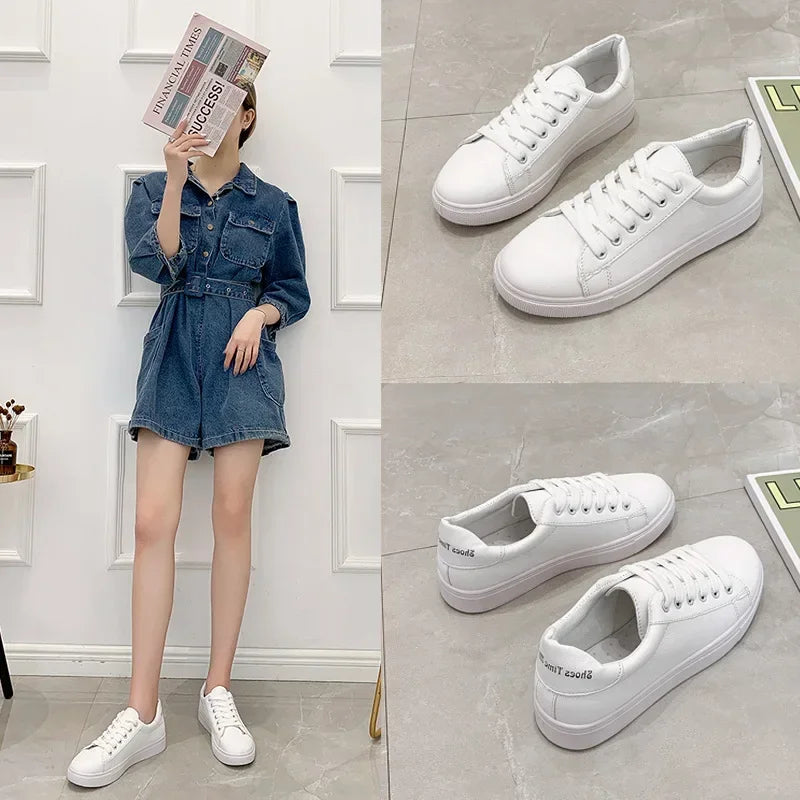 Trendy and minimalist 2025 white shoes, new spring and autumn fashion classic versatile student casual sports flat shoes