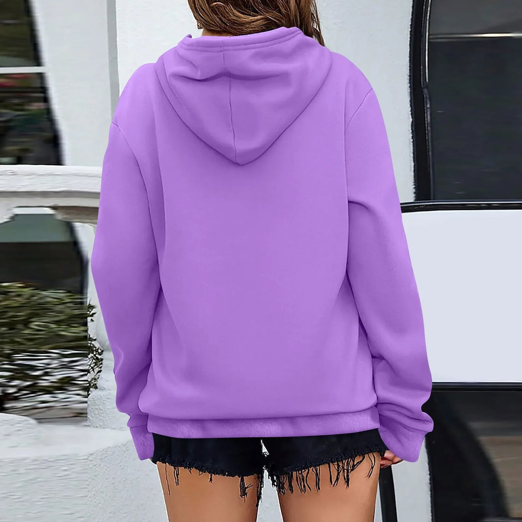 y2k Solid Minimalist Women's Hoodie, Long Sleeve With Pocket Casual Daily Wear 2024 Women Hoodies Autumn Sudadera de mujer