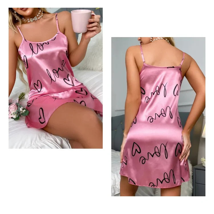 Women Sexy Sleeveless Nightdress Satin Chemise Lingerie Sleepwear Night Dress Cami Slip Dress Nightwear Nightgowns