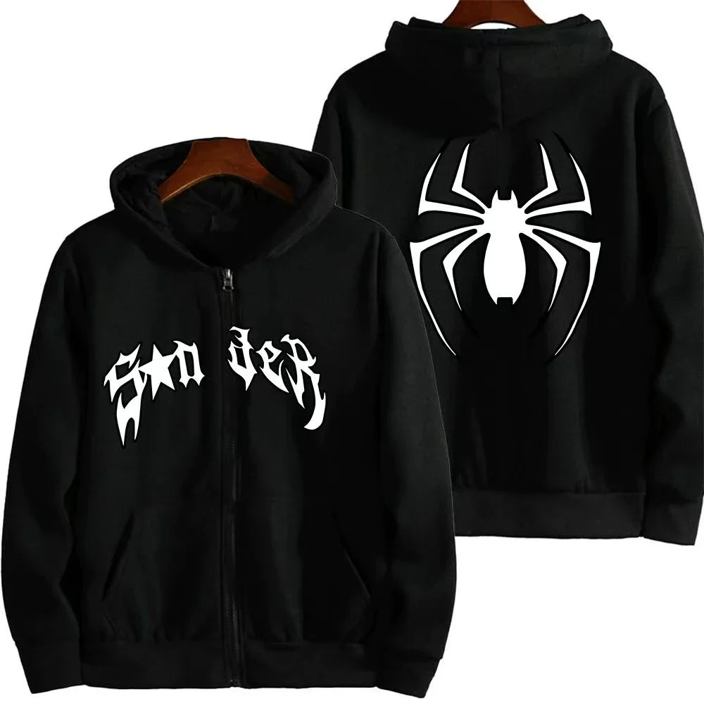 Fashionable Hot Selling Printed Unisex Solid Color Versatile Hoodie for Couples Trendy Casual Street Style Zipper Hoodie