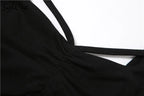 Sylcue Black Mysterious Sexy Mature Beautiful Tight Hot Confident Summer Party Intellectual Elegant Simple Women'S Strap Dress