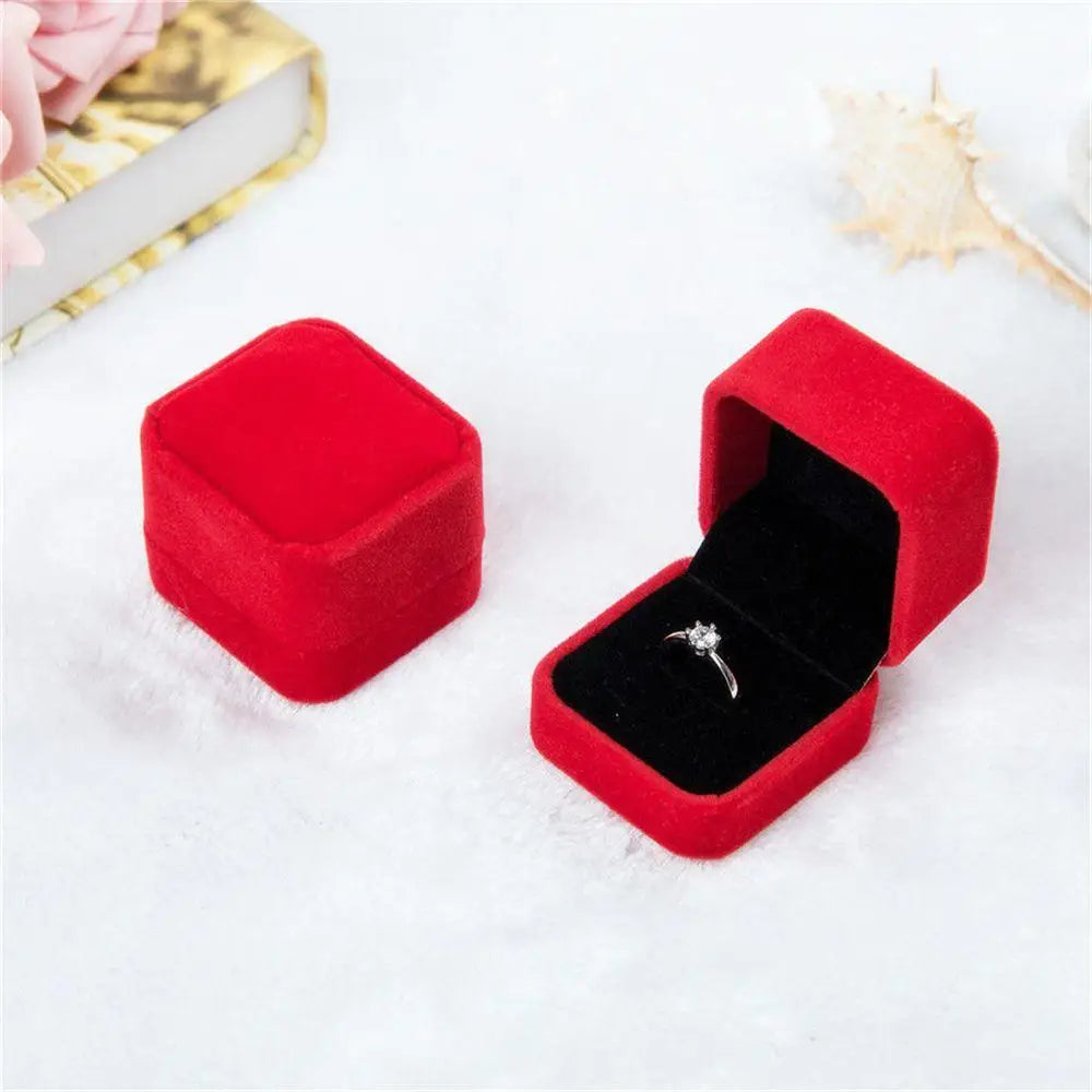 Vintage Double Slots Ring Jewelry Box For Wedding Proposal Engagement Ring Box Gift Organizer Storage PU Leather Packaging Case