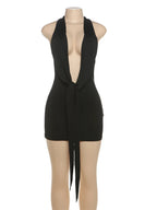 Weird Puss Tight Bandage Dress Women Backless Deep V-Neck Sexy Halter Summer Midnight Hottie Sexy Clubwear Trend Hipster Bodycon