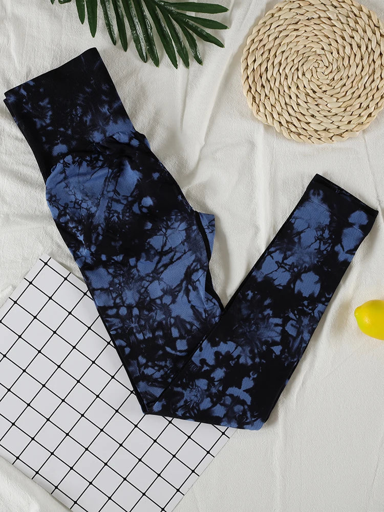 Tie Dye Seamless Gym Leggings Women Push Up Women Mallas Sports Fitness Contour Yoga Running Pants Elastic  Leggins