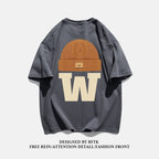 Summer Fashion Heavyweight Retro Men's English Letters 100% Cotton Printed Round Neck High-quality Casual Fitness Street T-shirt