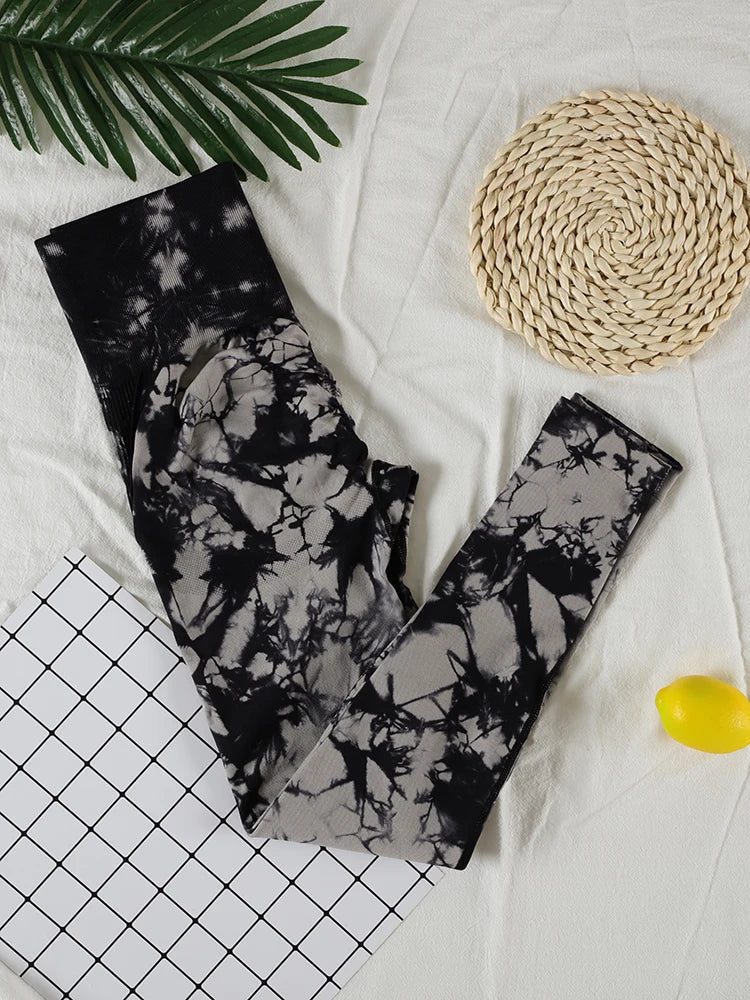 Tie Dye Seamless Gym Leggings Women Push Up Women Mallas Sports Fitness Contour Yoga Running Pants Elastic  Leggins