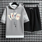 Hoodies Set Shorts Summer Suits Pullover Hat Casual T Shirt T-shirt Hood Print Clothing for Men Hoodie Men New Top Short Sleeve
