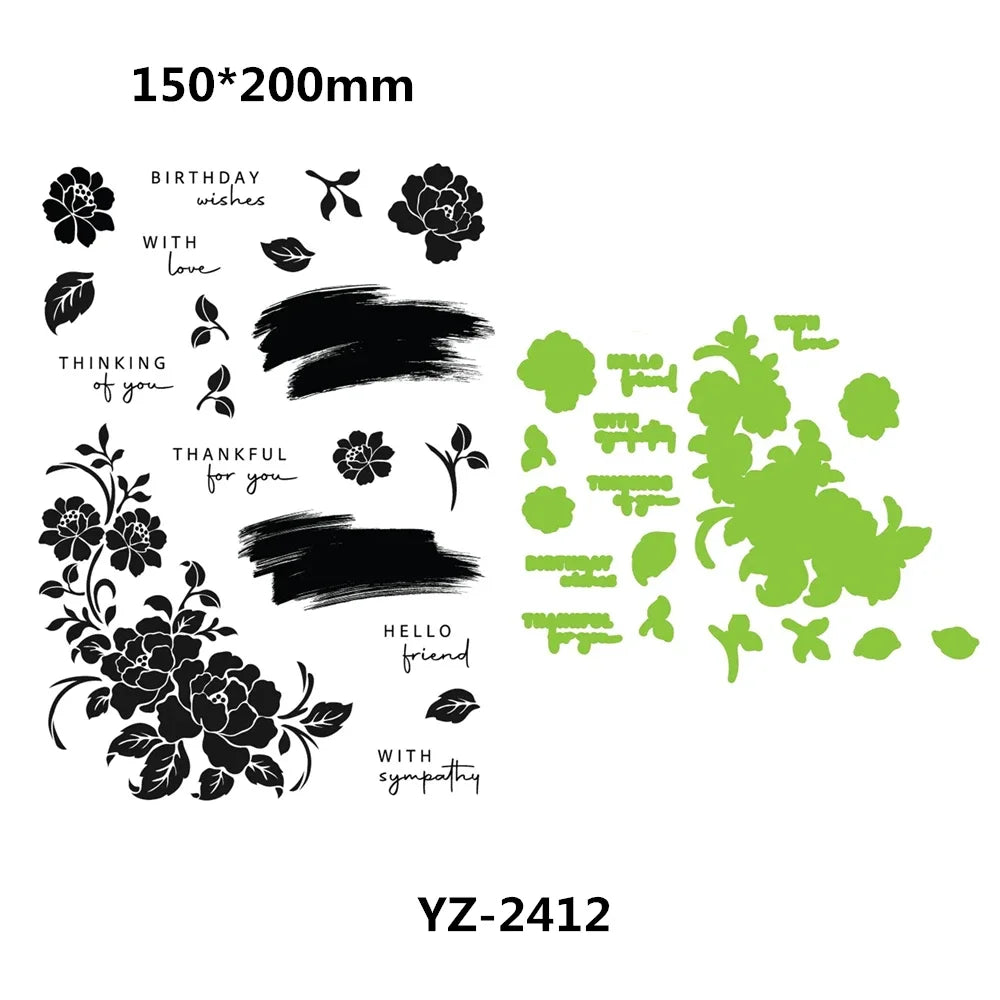 Daily Grind Autumn Bears Occasion Flowers Sunshine 2024 Newest Cutting Dies Clear Stamp Stencil for Scrapbooking Paper Making