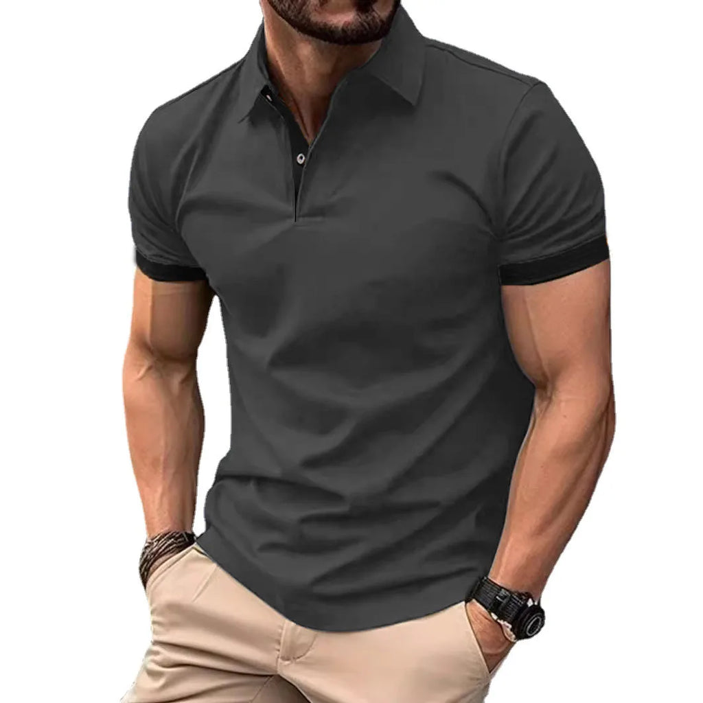 Summer Men Polo Shirts Men Short Sleeve Shirt Contrast Color Lightweight Streetwear Casual  Lapel Collar Tops