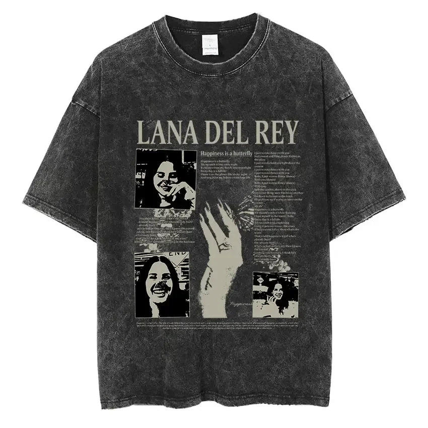 Lana Del Rey Ldr Sailing Vintage Wash T Shirt Men's Retro Style short sleeve T-Shirt Men Women Hip Hop Oversized tees Streetwear