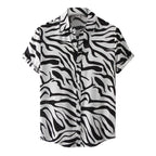 Urban Hippie Shirt â€?Men's Trendy Tie-Dye Print Short Sleeve Button-Up with Modern Marbled Color Blends