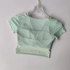 Women's Pilates Training Fitness Suit Chest Cushion Yoga Suit Top Quick Drying High-end Feeling Sports Short Sleeved Breathable