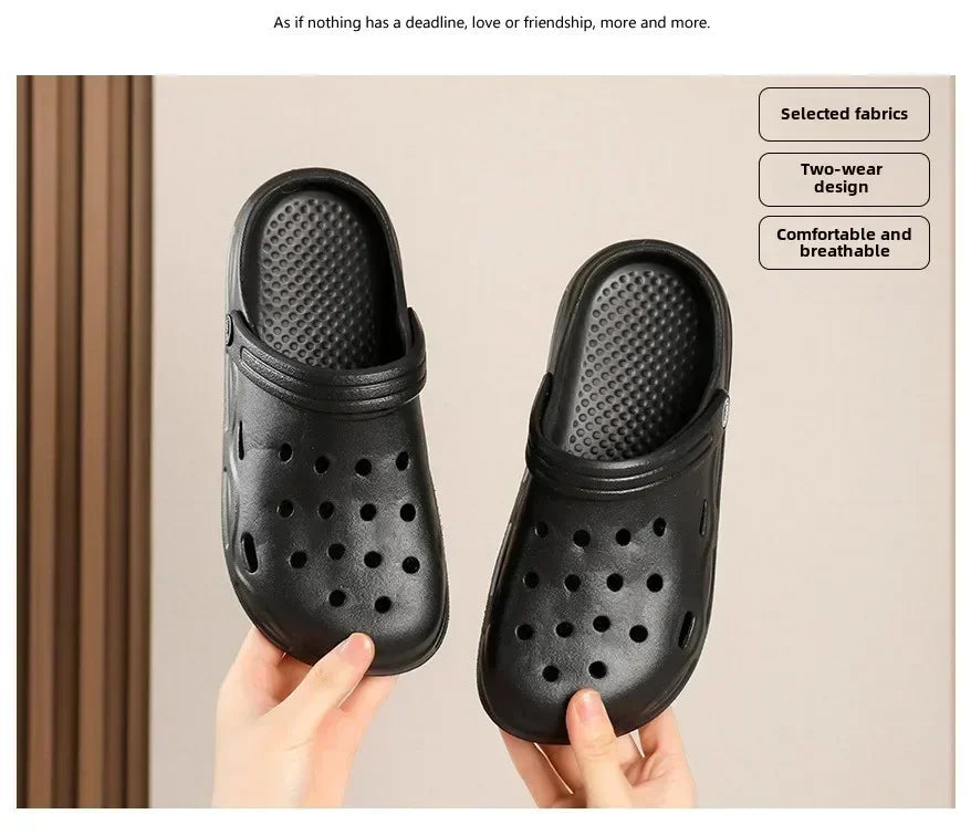 Hole shoes men's summer new outer wear bag head couple half bag heel bag head garden shoes beach women's shoes