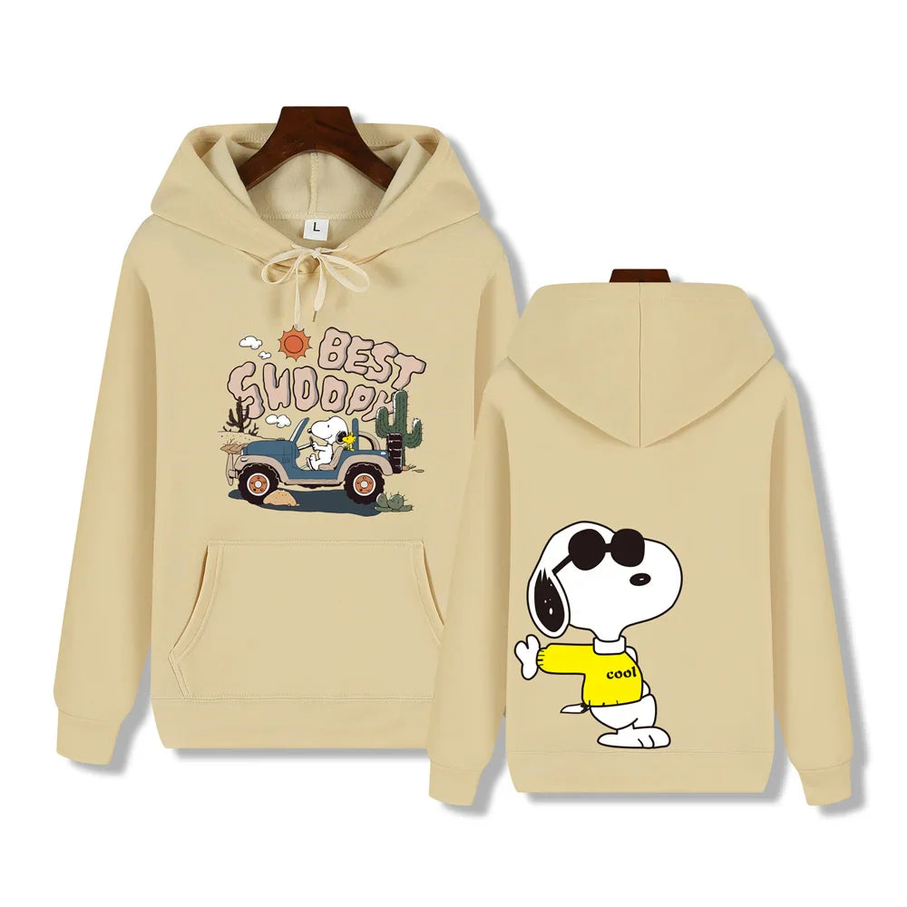 Men's casual fashion brand high-end quality Snoopy print Autumn Winter thick warm street fashion hoodie