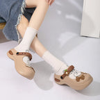 Women Mary Jane Sandals Platform Cute Bow Knot Girl Clogs Arch Support Garden Shoes Slip-on Outdoor Beach Shoes Height Increase