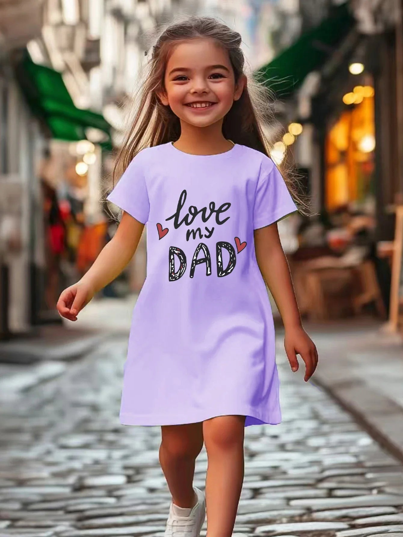 Girls' printed pattern dress, solid color versatile, lightweight matching, suitable for outdoor, home, travel, birthday gifts