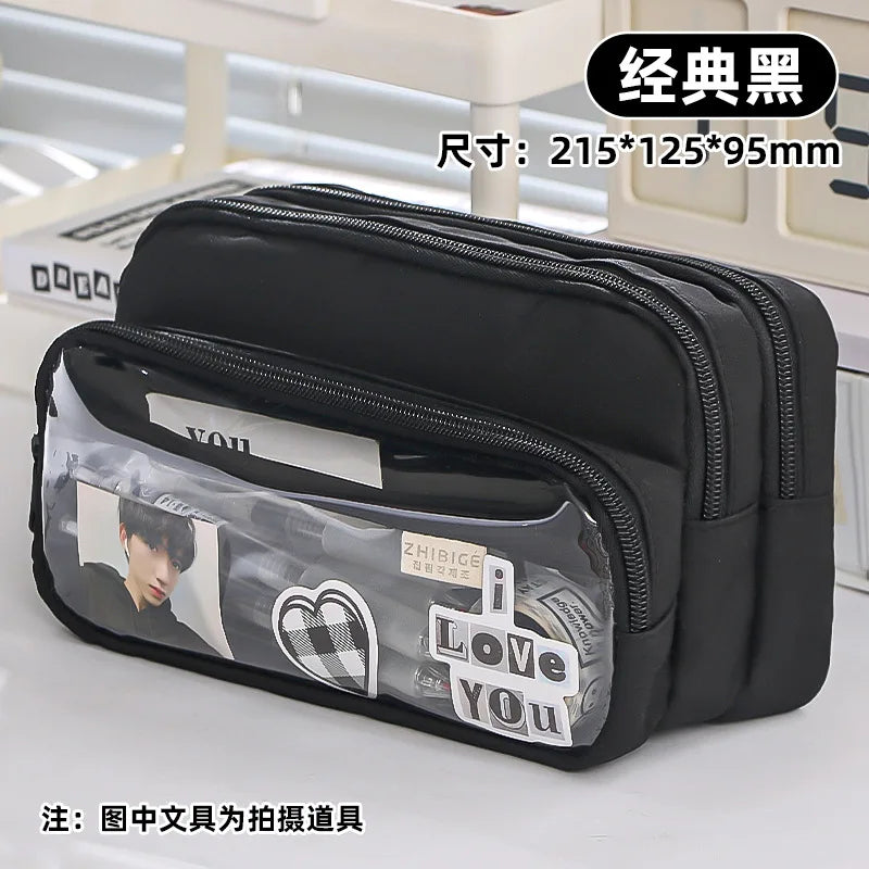 Exquisite Transparent Pencil Case Student Large Capacity Multifunctional Convenient Stationery Storage Bag