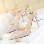 Women 10.5cm High Heels Sandals Lady Metallic Gold Silver Patent Leather Stripper Strap Sandles Wedding Fetish Nightclub Shoes