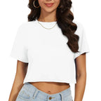 Harajuku TShirt Y2K Women's Crop Tops Casual Female White Crop Tops T-shirt Short Loose Solid Color Tee Shirt Summer Streetwear